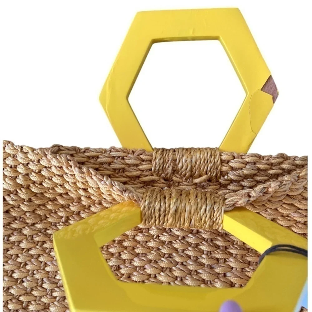 Kayu Raffia Geometric Handle Bag NWT - Picture 5 of 6